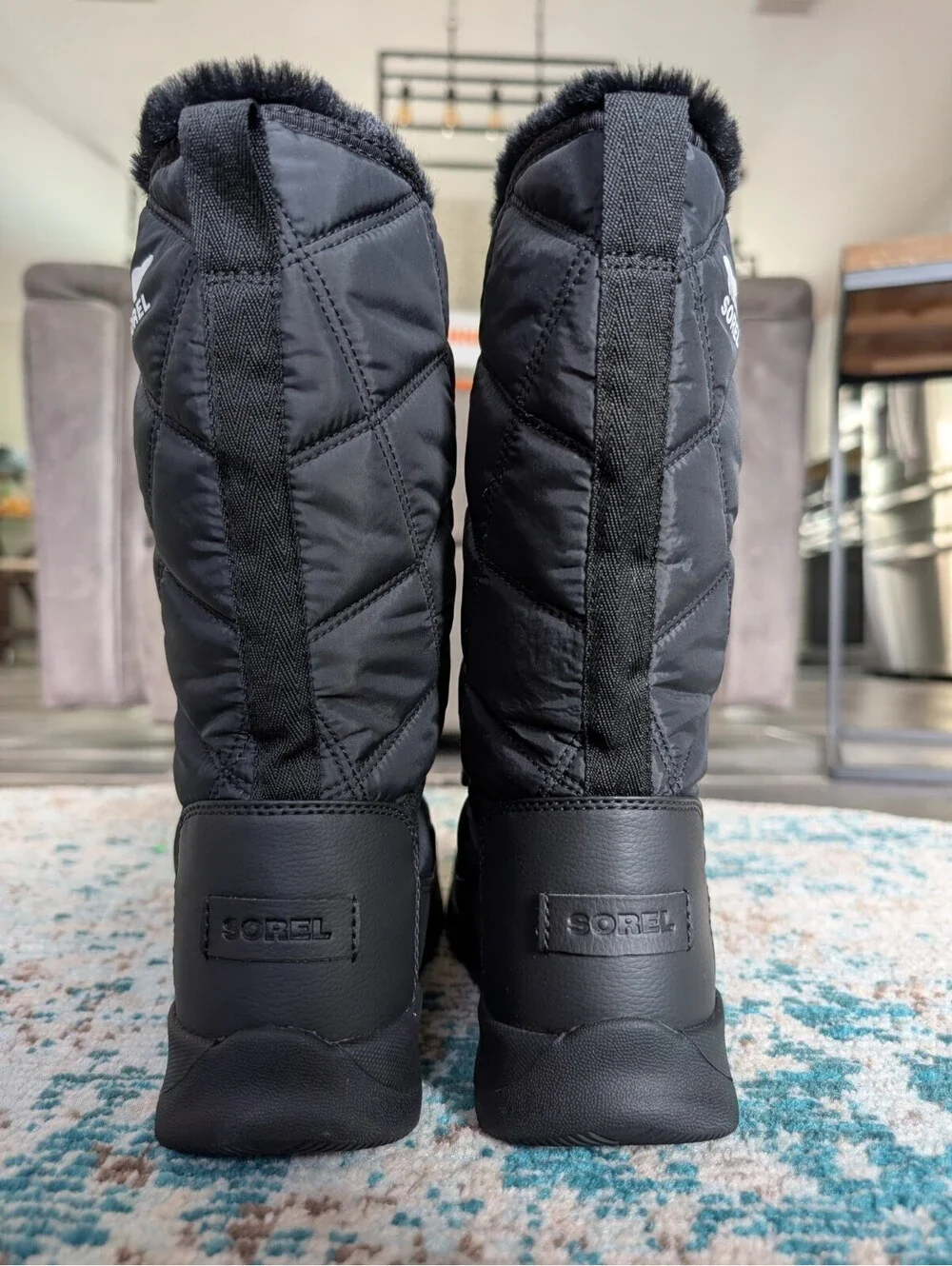 Sorel Women's Whitney II Tall Lace Boots Size 8.5 Black Waterproof Faux Fur NEW
